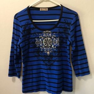 Shirt With three Quarter In Sleeves Royal Blue M
